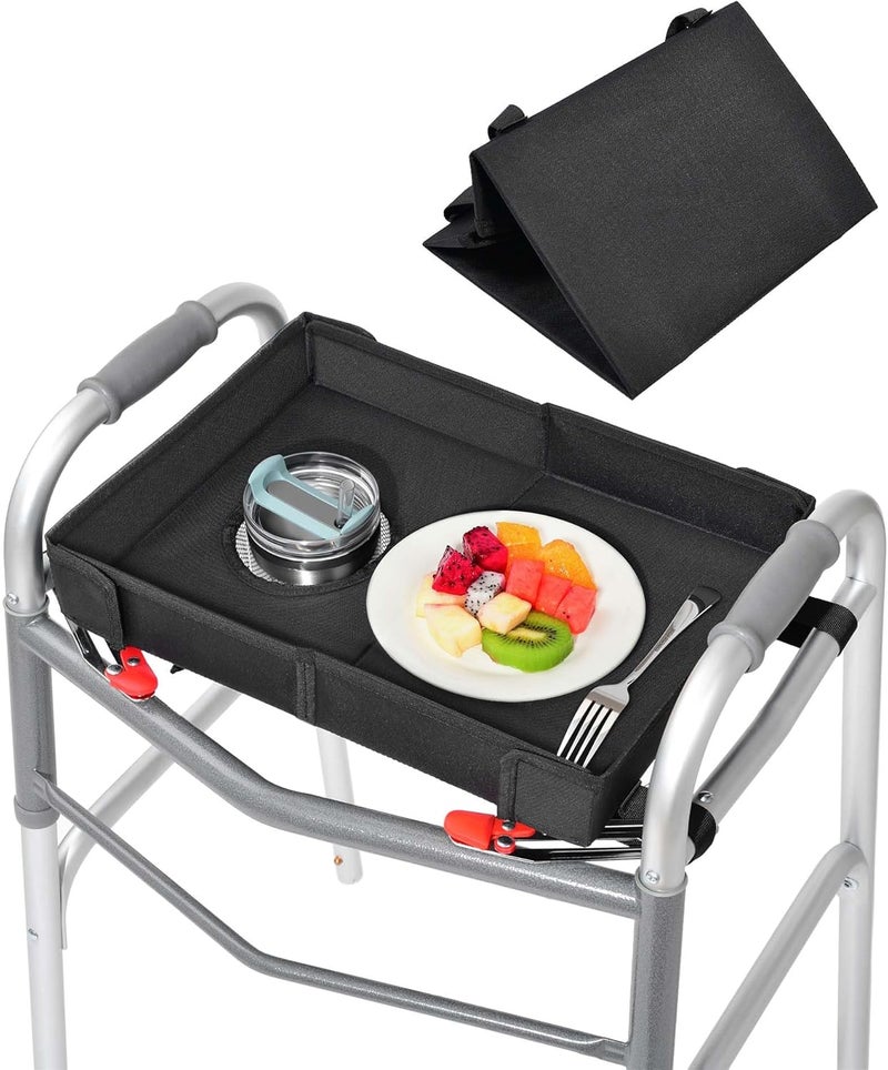 FANGSUN Walker Tray with Cup Holder, Lightweight Detachable Mobility and Walker Accessories Table for Senior, Rollator Tray for Rolling Folding Rollator, Easy Assembly - Image 1